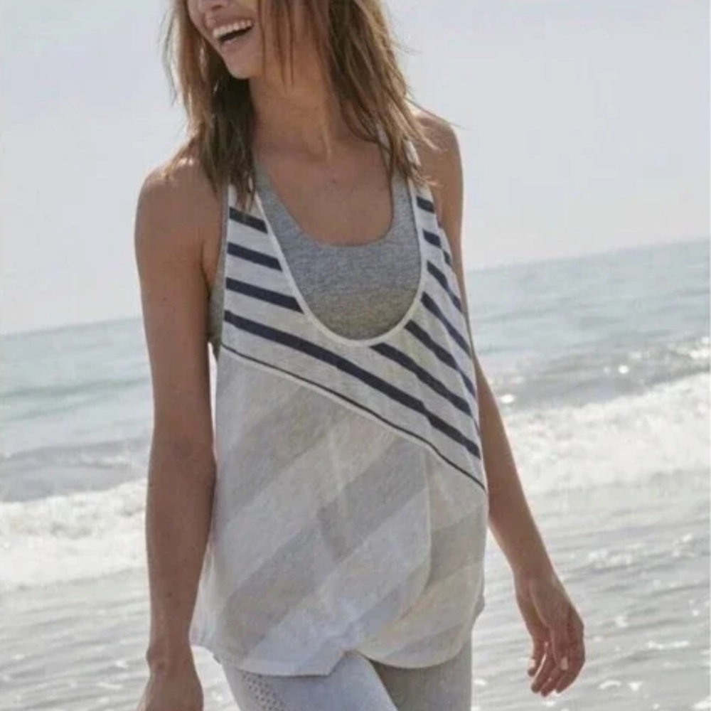 Free People Movement-NWT Keep Rolling Racerback Tank In Brushed Sail Combo